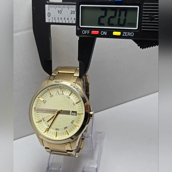 Mens Armani Exchange Hampton AX2132 Date Champagne Gold Plated Watch New Battery - Picture 7 of 11